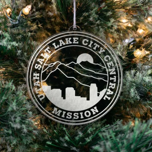 LDS Utah Salt Lake City Central Mission Christmas Ornament hanging on a Tree