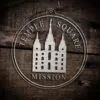 LDS Utah Salt Lake City Temple Square Mission Christmas Ornament laying on a Wooden Background