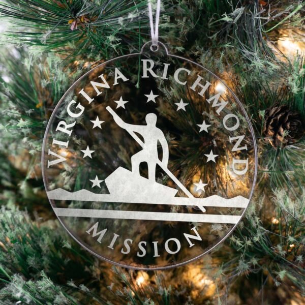 LDS Virginia Richmond Mission Christmas Ornament hanging on a Tree