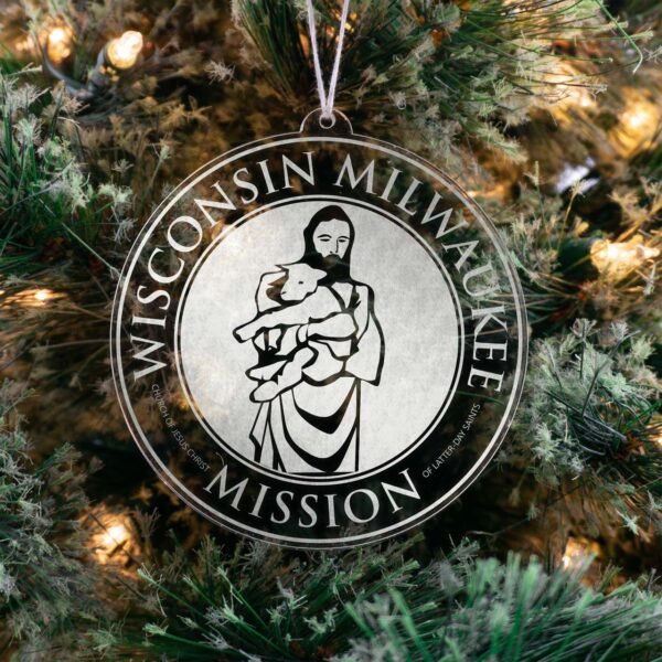 LDS Wisconsin Milwaukee Mission Christmas Ornament hanging on a Tree