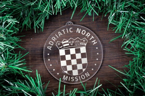 LDS Adriatic North Mission (Zagreb) Christmas Ornament surrounded by a Simple Reef