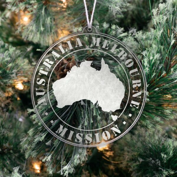 LDS Australia Melbourne Mission Christmas Ornament hanging on a Tree