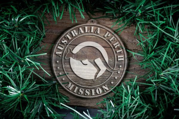 LDS Australia Perth Mission Christmas Ornament surrounded by a Simple Reef