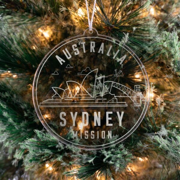 LDS Australia Sydney Mission Christmas Ornament hanging on a Tree