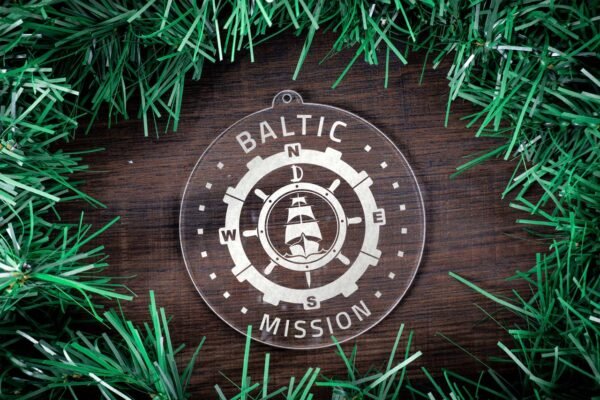LDS Baltic Mission (Riga) Christmas Ornament surrounded by a Simple Reef