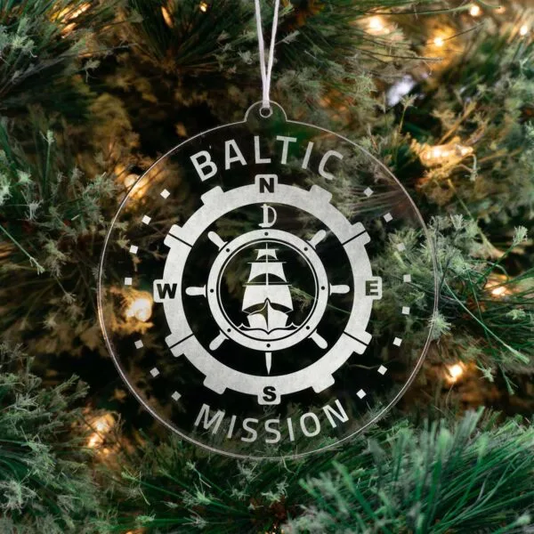 LDS Baltic Mission (Riga) Christmas Ornament hanging on a Tree