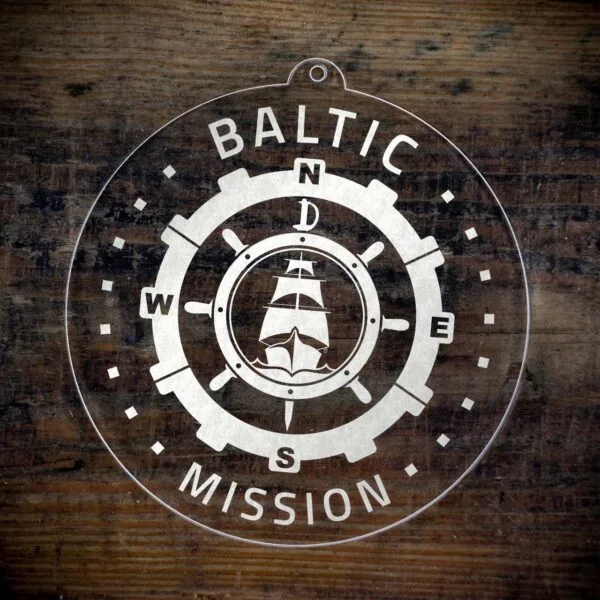 LDS Baltic Mission (Riga) Christmas Ornament laying on a Wooden Background