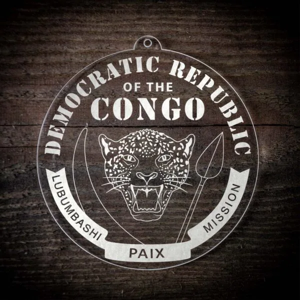 LDS Democratic Republic of the Congo Lubumbashi Mission Christmas Ornament laying on a Wooden Background