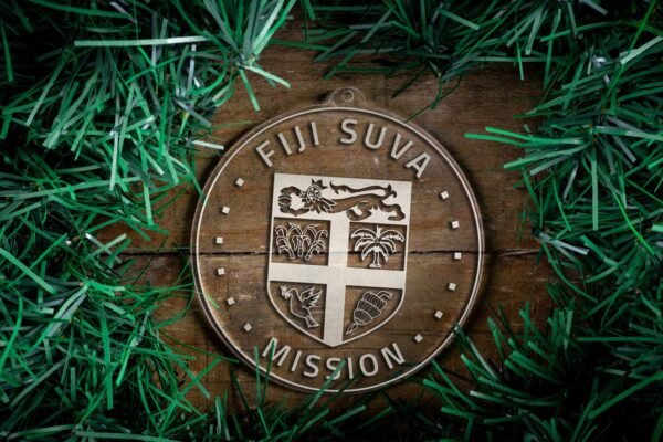 LDS Fiji Suva Mission Christmas Ornament surrounded by a Simple Reef