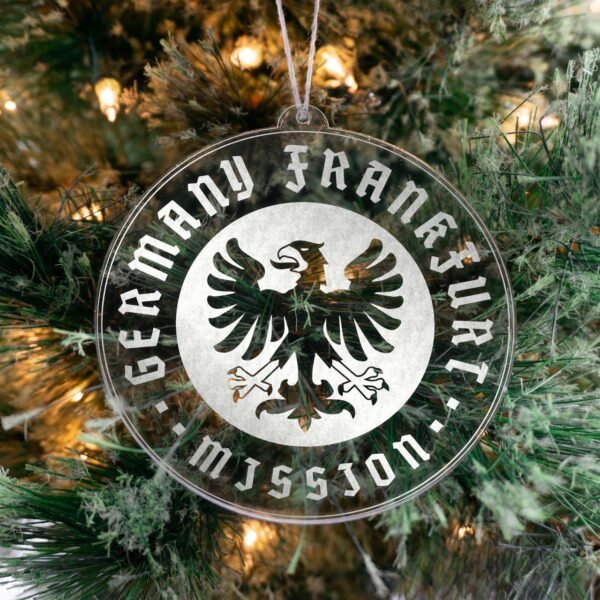 LDS Germany Frankfurt Mission Christmas Ornament hanging on a Tree