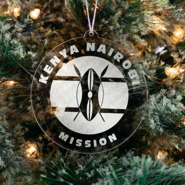 LDS Kenya Nairobi Mission Christmas Ornament hanging on a Tree