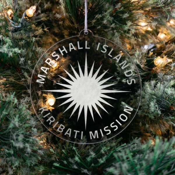 LDS Marshall Islands - Kiribati Mission Christmas Ornament hanging on a Tree