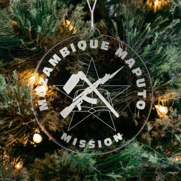 LDS Mozambique Maputo Mission Christmas Ornament hanging on a Tree
