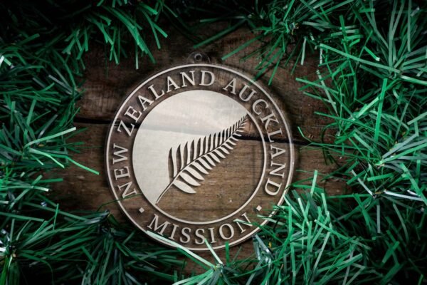 LDS New Zealand Auckland Mission Christmas Ornament surrounded by a Simple Reef