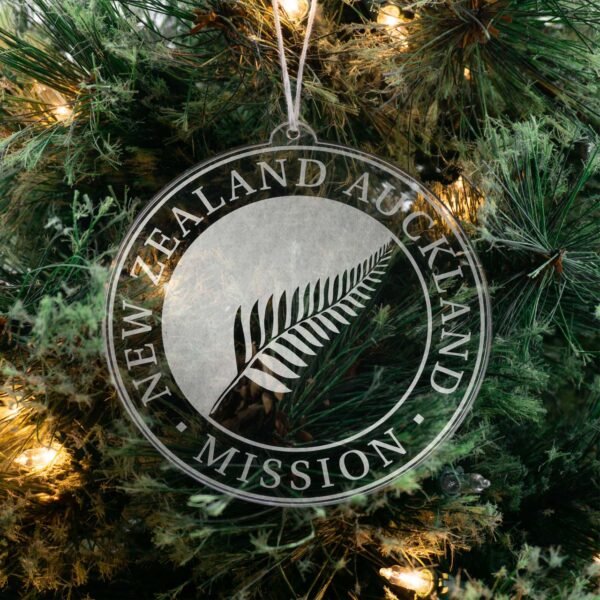 LDS New Zealand Auckland Mission Christmas Ornament hanging on a Tree