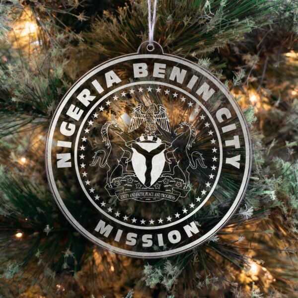 LDS Nigeria Benin City Mission Christmas Ornament hanging on a Tree