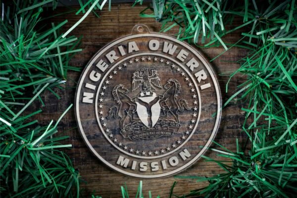 LDS Nigeria Owerri Mission Christmas Ornament surrounded by a Simple Reef