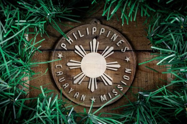 LDS Philippines Cauayan Mission Christmas Ornament surrounded by a Simple Reef