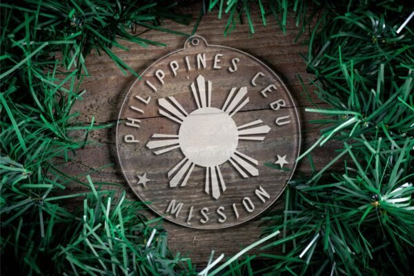 LDS Philippines Cebu Mission Christmas Ornament surrounded by a Simple Reef