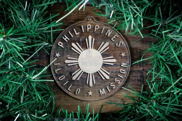 LDS Philippines Iloilo Mission Christmas Ornament surrounded by a Simple Reef