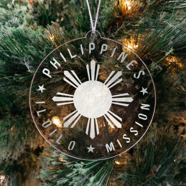 LDS Philippines Iloilo Mission Christmas Ornament hanging on a Tree