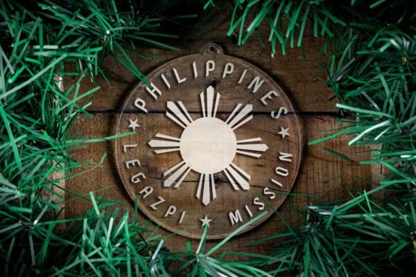 LDS Philippines Legazpi Mission Christmas Ornament surrounded by a Simple Reef