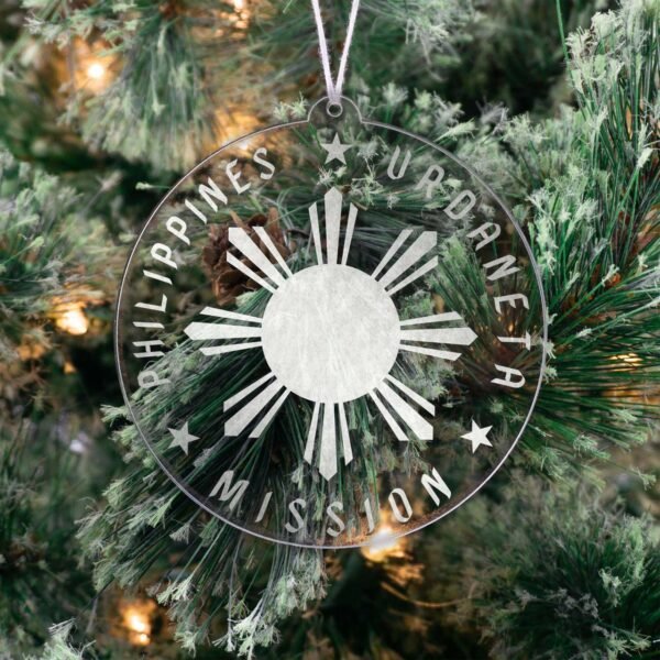 LDS Philippines Urdaneta Mission Christmas Ornament hanging on a Tree