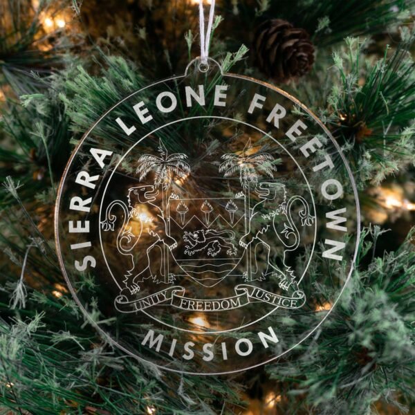 LDS Sierra Leone Freetown Mission Christmas Ornament hanging on a Tree
