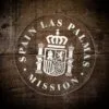 LDS Spain Las Palmas Mission Christmas Ornament laying on a Wooden Background