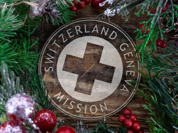 LDS Switzerland Geneva Mission Christmas Ornament with Christmas Decorations