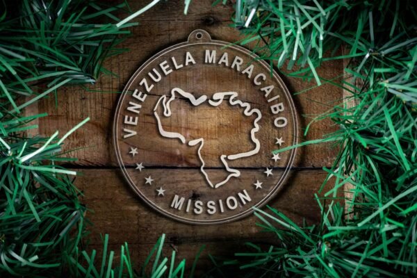 LDS Venezuela Maracaibo Mission Christmas Ornament surrounded by a Simple Reef