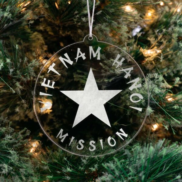 LDS Vietnam Hanoi Mission Christmas Ornament hanging on a Tree