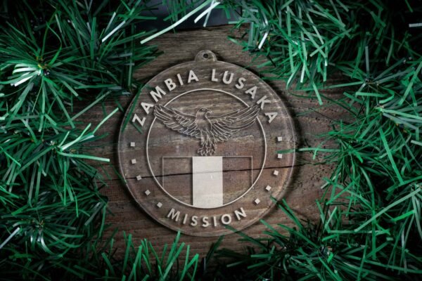 LDS Zambia Lusaka Mission Christmas Ornament surrounded by a Simple Reef