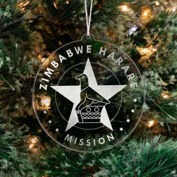 LDS Zimbabwe Harare Mission Christmas Ornament hanging on a Tree
