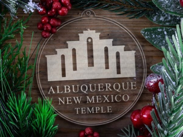 LDS Albuquerque New Mexico Temple Christmas Ornament with Christmas Decorations