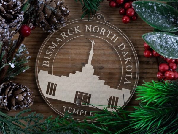 LDS Bismarck North Dakota Temple Christmas Ornament with Christmas Decorations
