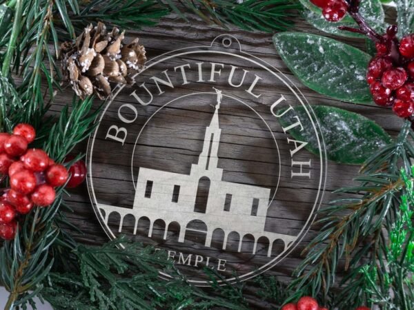 LDS Bountiful Utah Temple Christmas Ornament with Christmas Decorations