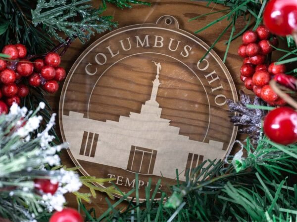 LDS Columbus Ohio Temple Christmas Ornament with Christmas Decorations
