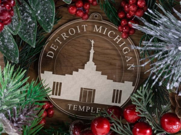 LDS Detroit Michigan Temple Christmas Ornament with Christmas Decorations