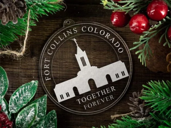LDS Fort Collins Colorado Temple Christmas Ornament with Christmas Decorations