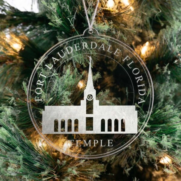 LDS Fort Lauderdale Florida Temple Christmas Ornament hanging on a Tree