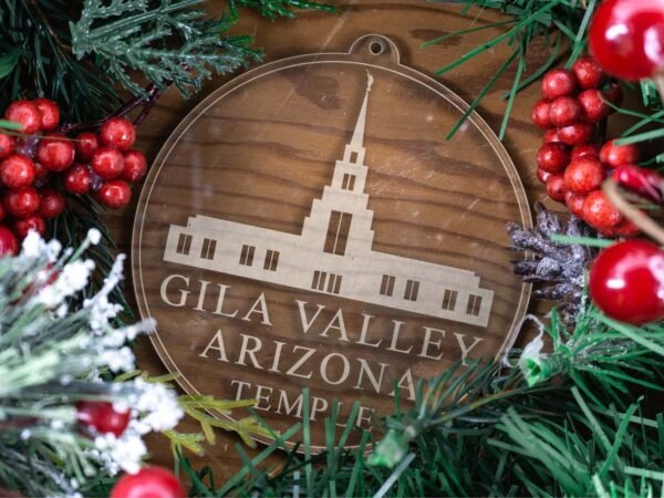 LDS Gila Valley Arizona Temple Christmas Ornament with Christmas Decorations