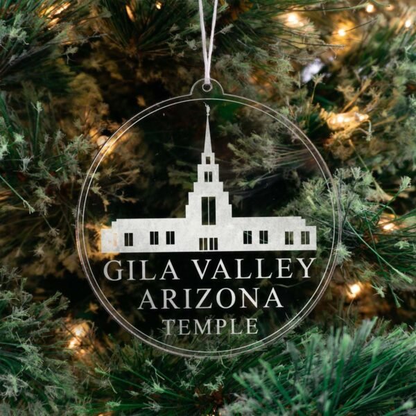 LDS Gila Valley Arizona Temple Christmas Ornament hanging on a Tree