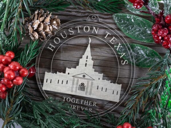 LDS Houston Texas Temple Christmas Ornament with Christmas Decorations