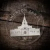 LDS Houston Texas Temple Christmas Ornament laying on a Wooden Background