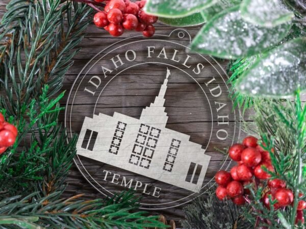 LDS Idaho Falls Idaho Temple Christmas Ornament with Christmas Decorations