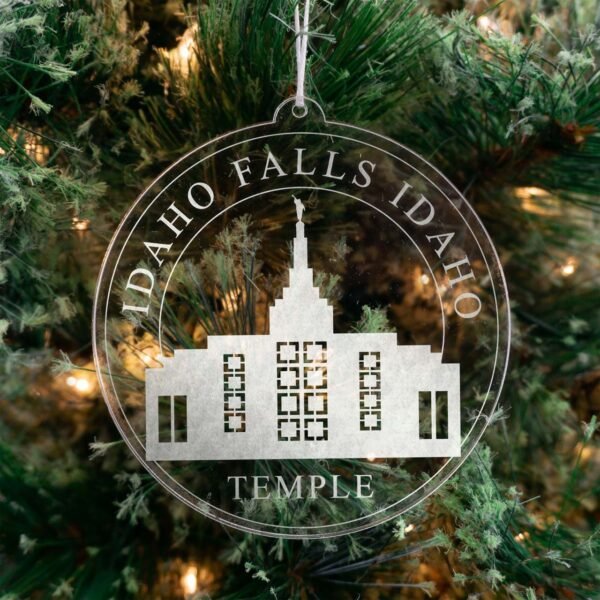 LDS Idaho Falls Idaho Temple Christmas Ornament hanging on a Tree