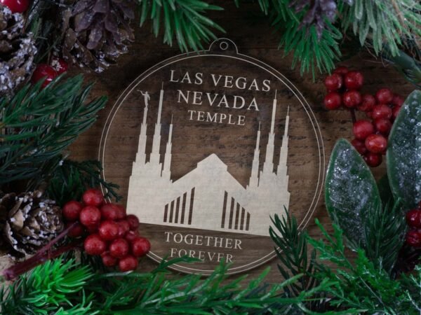 LDS Las Vegas Nevada Temple Christmas Ornament with Christmas Decorations