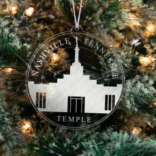 LDS Nashville Tennessee Temple Christmas Ornament hanging on a Tree