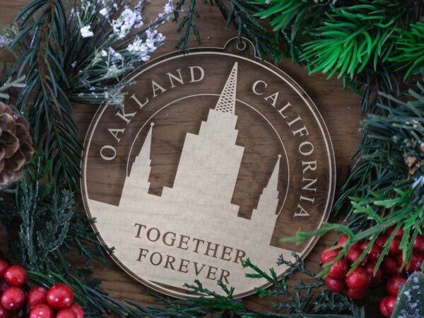 LDS Oakland California Temple Christmas Ornament with Christmas Decorations